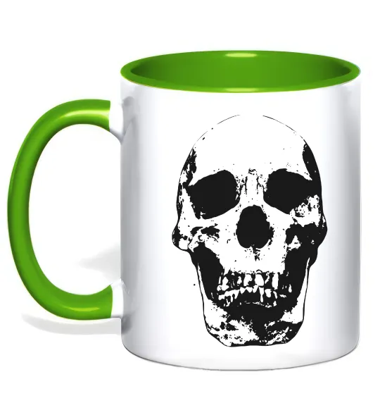 Чашка с цветной ручкой Old school skull Лаймовый фото
