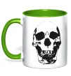 Чашка с цветной ручкой Old school skull Лаймовый фото