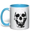 Чашка с цветной ручкой Old school skull Голубой фото