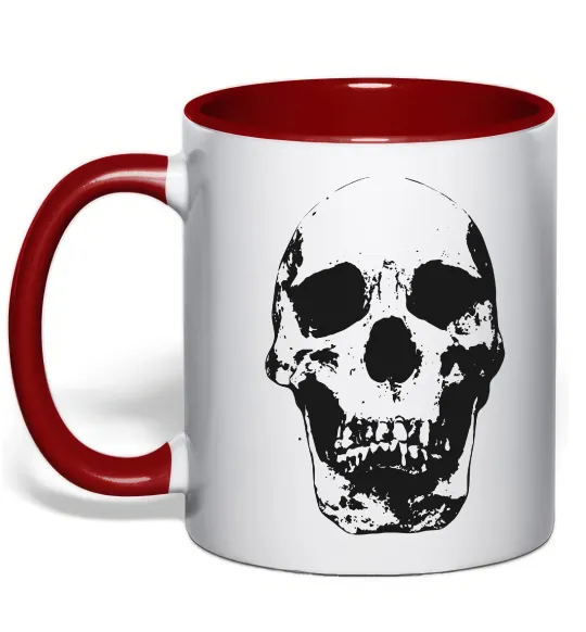 Чашка с цветной ручкой Old school skull Красный фото