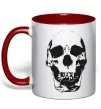 Чашка с цветной ручкой Old school skull Красный фото