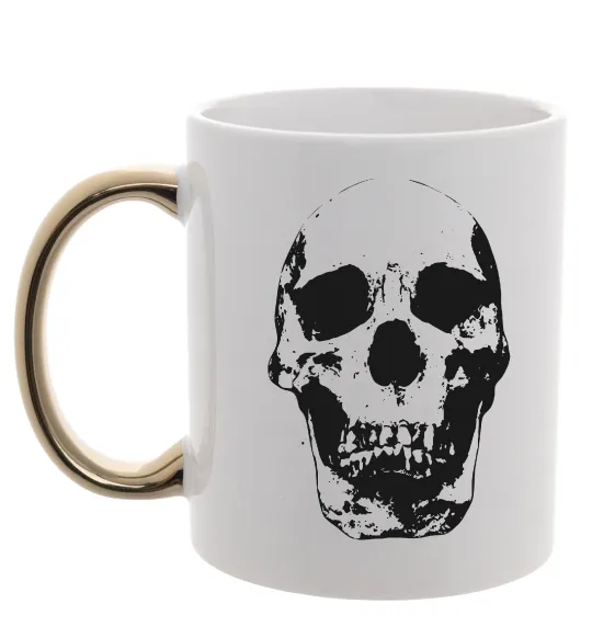 Чашка с цветной ручкой Old school skull Золото фото