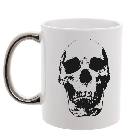 Чашка с цветной ручкой Old school skull Серебро фото
