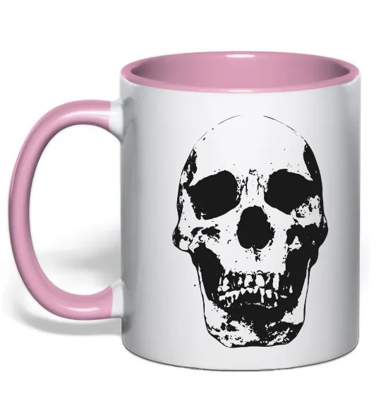 Чашка с цветной ручкой Old school skull Нежно розовый фото