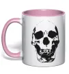 Чашка с цветной ручкой Old school skull Нежно розовый фото