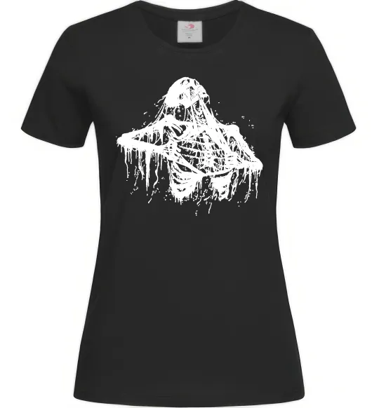 Женская футболка Скелет розірваний навпіл Черный фото