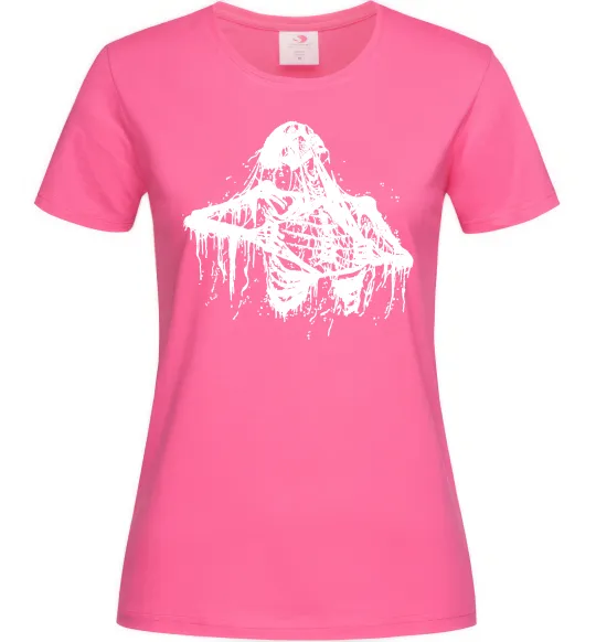 Женская футболка Скелет розірваний навпіл Ярко-розовый фото