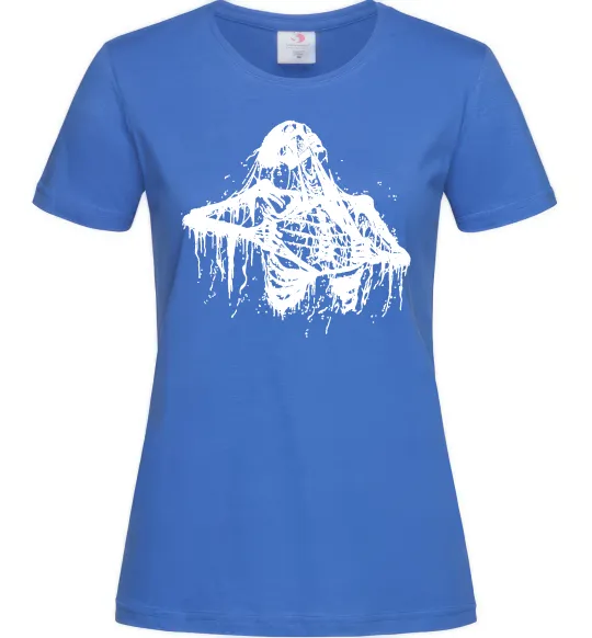 Женская футболка Скелет розірваний навпіл Ярко-синий фото