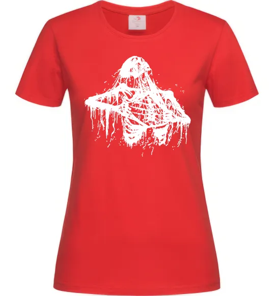 Женская футболка Скелет розірваний навпіл Красный фото