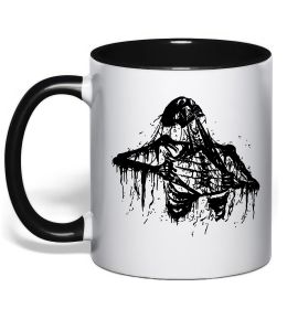 Чашка з кольоровою ручкою Скелет розірваний навпіл