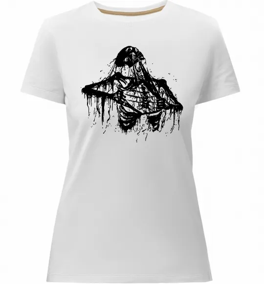 Женская премиум футболка Скелет розірваний навпіл Белый фото