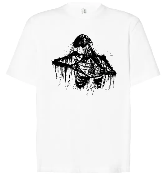 Футболка Оверсайз Скелет розірваний навпіл Белый фото