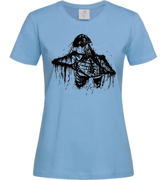 Женская футболка Скелет розірваний навпіл Голубой фото