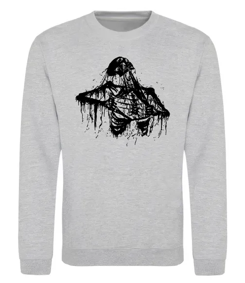 Свитшот Скелет розірваний навпіл Серый меланж фото