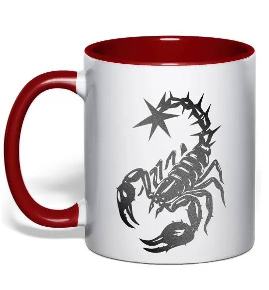 Чашка з кольоровою ручкою Cyber Scorpio Червоний фото