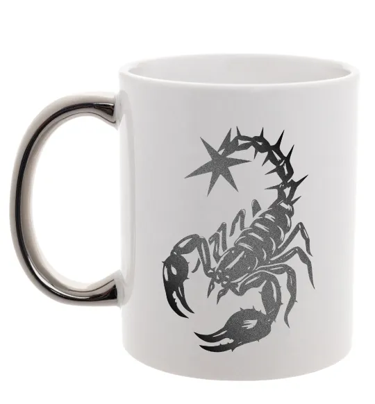 Чашка з кольоровою ручкою Cyber Scorpio Срібло фото