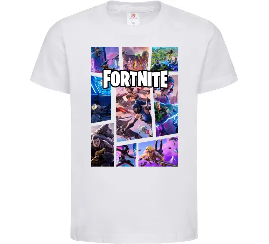 Детская футболка Фортнайт колаж, колір - білий, розмір - М Белый фото