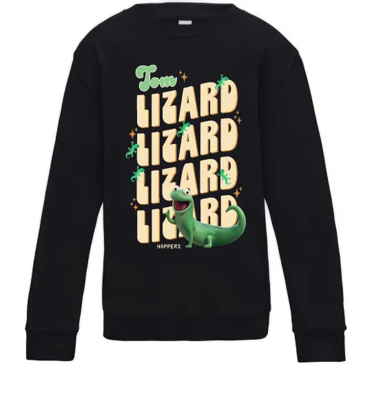 Детский Свитшот Стрибунці ящірка Том Черный фото