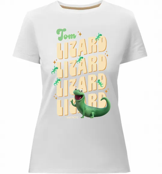 Женская премиум футболка Стрибунці ящірка Том Белый фото
