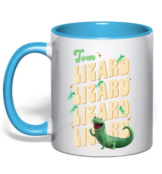 Чашка с цветной ручкой Стрибунці ящірка Том Голубой фото