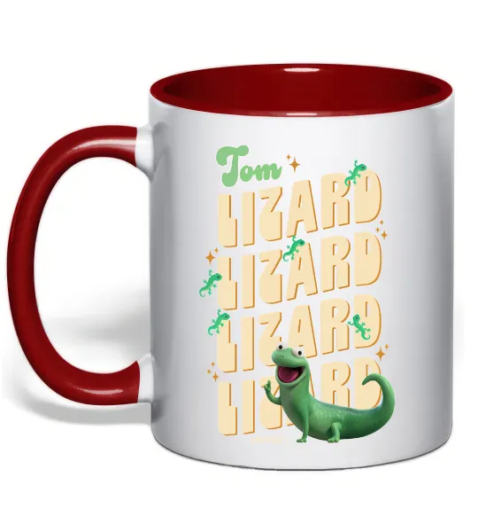 Чашка с цветной ручкой Стрибунці ящірка Том Красный фото
