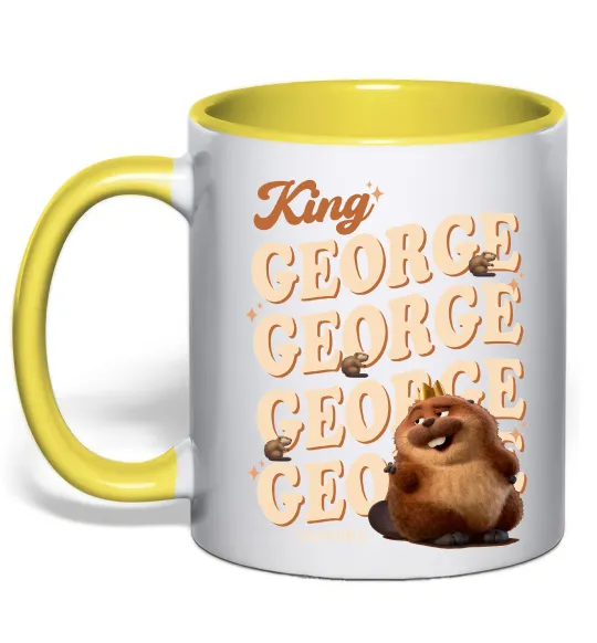 Чашка с цветной ручкой Hoppers king George Лимонный фото