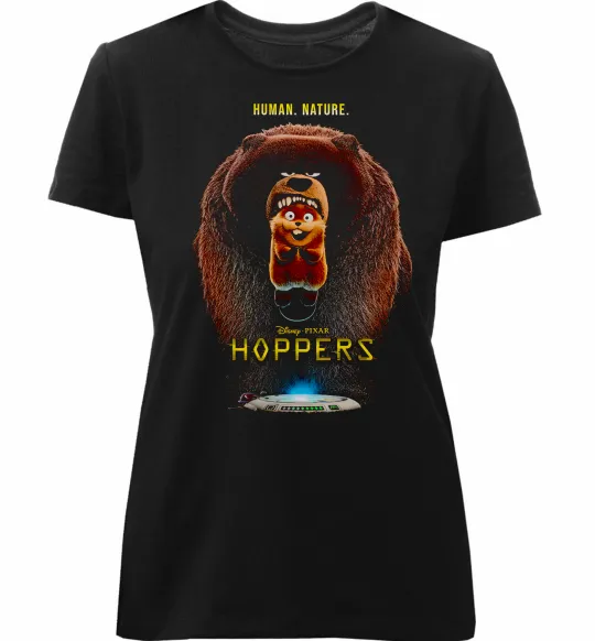 Женская премиум футболка Hoppers Human nature Черный фото