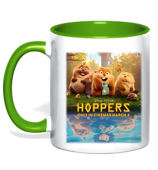 Чашка с цветной ручкой Hoppers poster Лаймовый фото