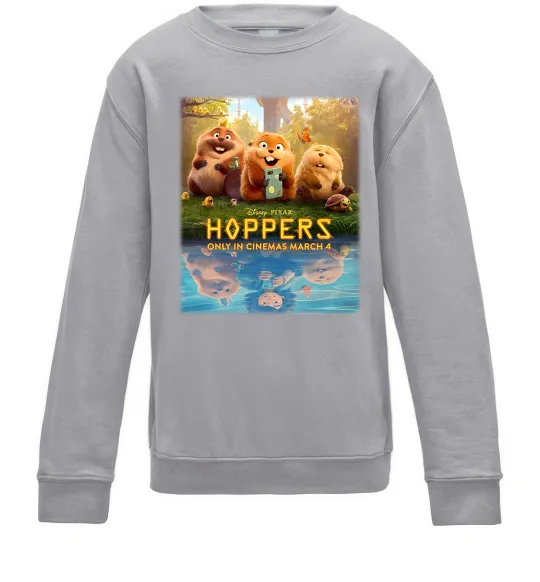 Детский Свитшот Hoppers poster Серый меланж фото