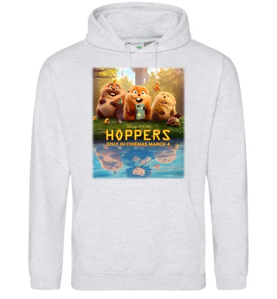 Женская толстовка (худи) Hoppers poster Серый меланж фото