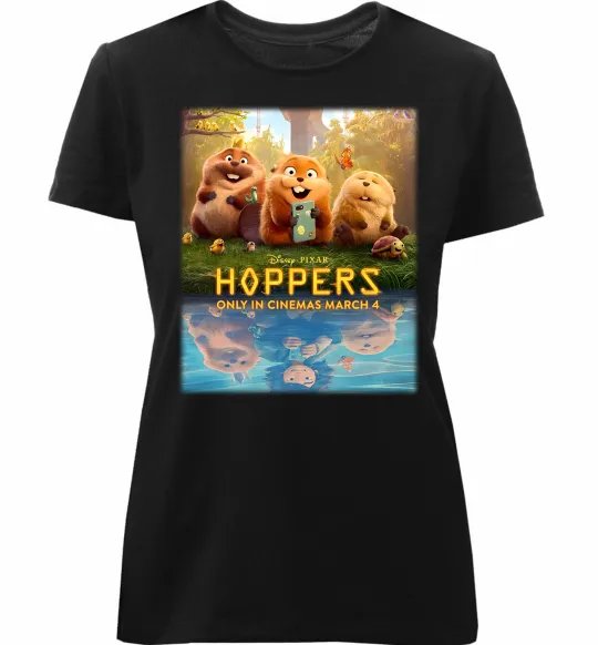 Женская премиум футболка Hoppers poster Черный фото