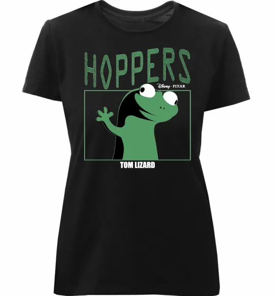 Женская премиум футболка Tom Lizard meme Hoppers Черный фото