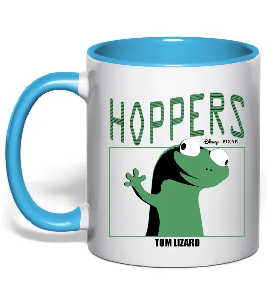 Чашка с цветной ручкой Tom Lizard meme Hoppers Голубой фото