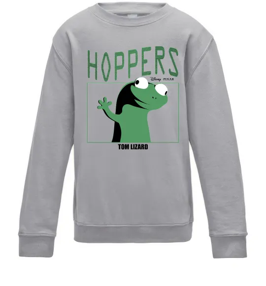 Детский Свитшот Tom Lizard meme Hoppers Серый меланж фото