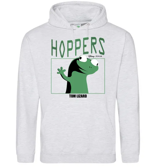 Мужская толстовка (худи) Tom Lizard meme Hoppers Серый меланж фото
