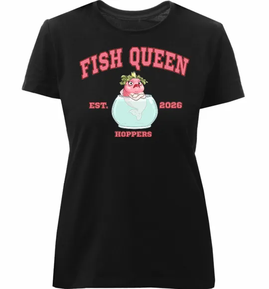 Женская премиум футболка Fish Queen Hoppers Черный фото