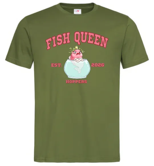 Мужская футболка Fish Queen Hoppers Оливковый фото
