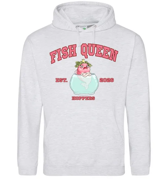 Мужская толстовка (худи) Fish Queen Hoppers Серый меланж фото