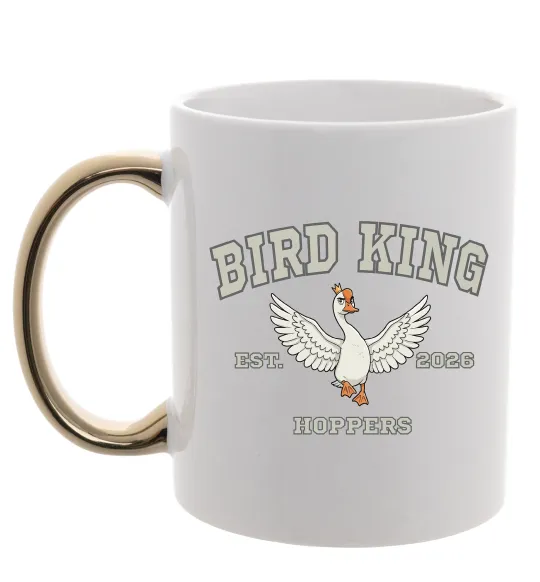 Чашка с цветной ручкой Bird King Золото фото