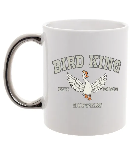 Чашка с цветной ручкой Bird King Серебро фото