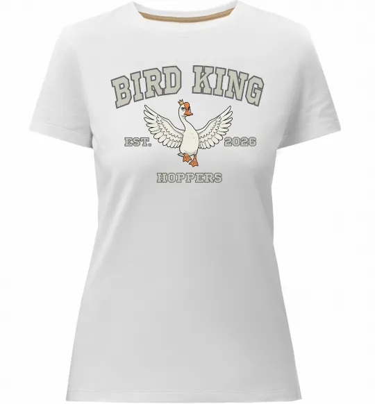 Женская премиум футболка Bird King Белый фото