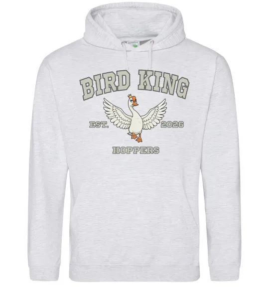 Мужская толстовка (худи) Bird King Серый меланж фото