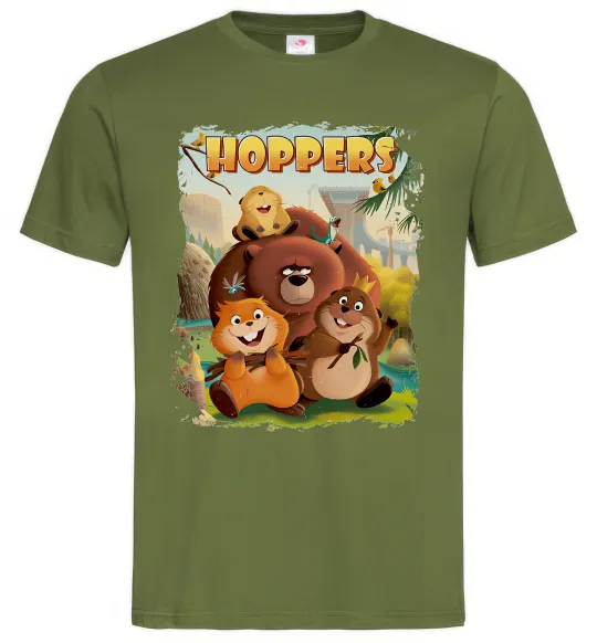 Мужская футболка Hoppers art Оливковый фото