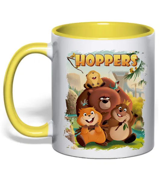 Чашка с цветной ручкой Hoppers art Лимонный фото