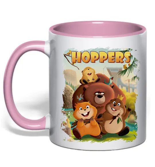 Чашка с цветной ручкой Hoppers art Нежно розовый фото