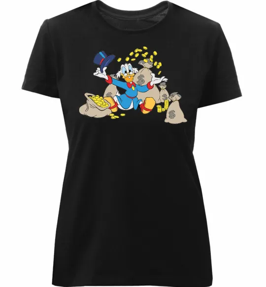 Женская премиум футболка Скрудж Макдак Черный фото