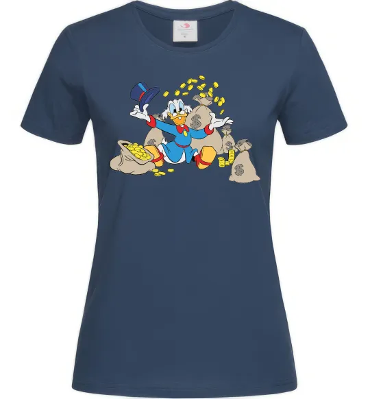 Женская футболка Скрудж Макдак Темно-синий фото