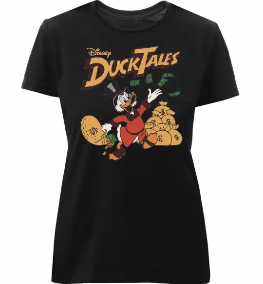 Женская премиум футболка Duck Tales Скрудж Черный фото