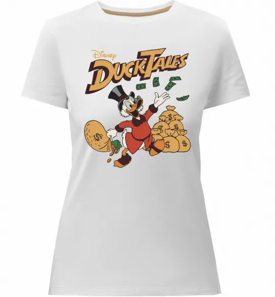 Женская премиум футболка Duck Tales Скрудж Белый фото
