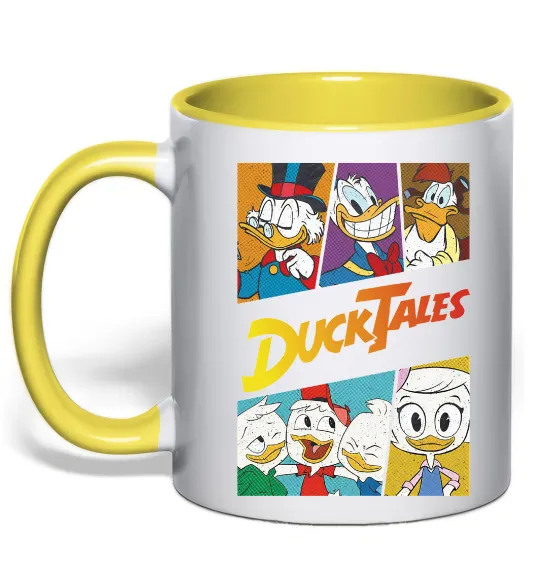 Чашка с цветной ручкой Качині історії колаж Лимонный фото